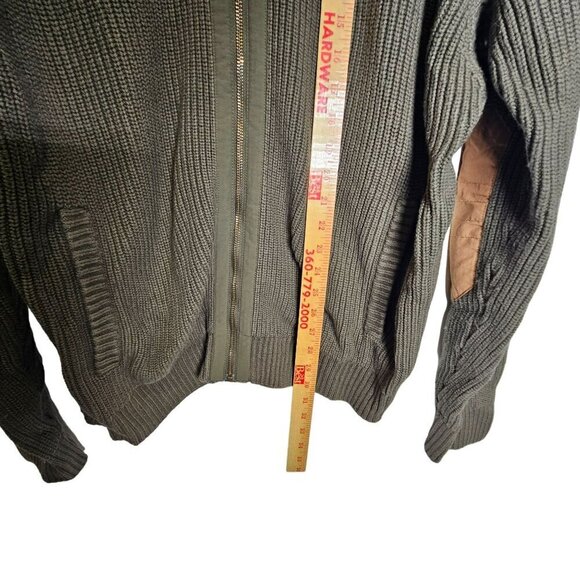 Duluth Trading Co. Mens Ribbed Zip-Up Cardigan Sweater W/ Elbow Patches XL Brown - Picture 10 of 12